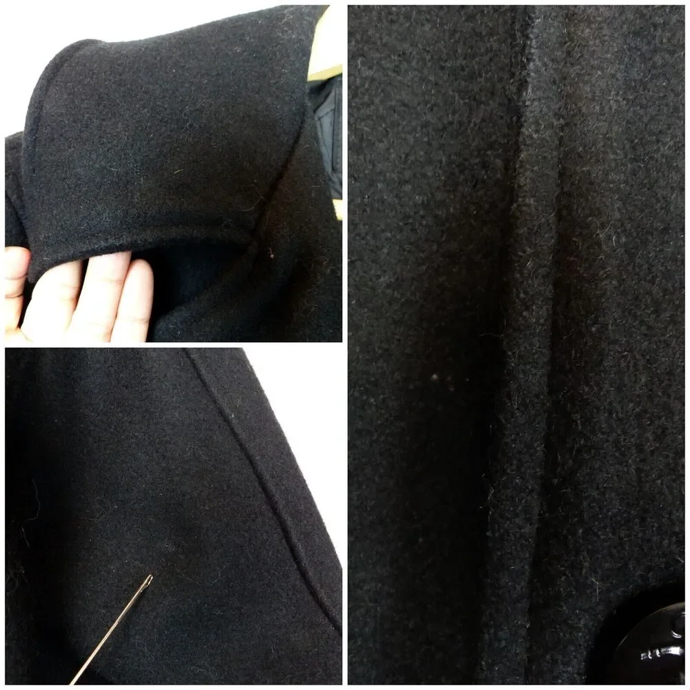 VTG I Spiewak Peacoat Mens 38 M Black Wool Naval Double Breasted Golden Fleece